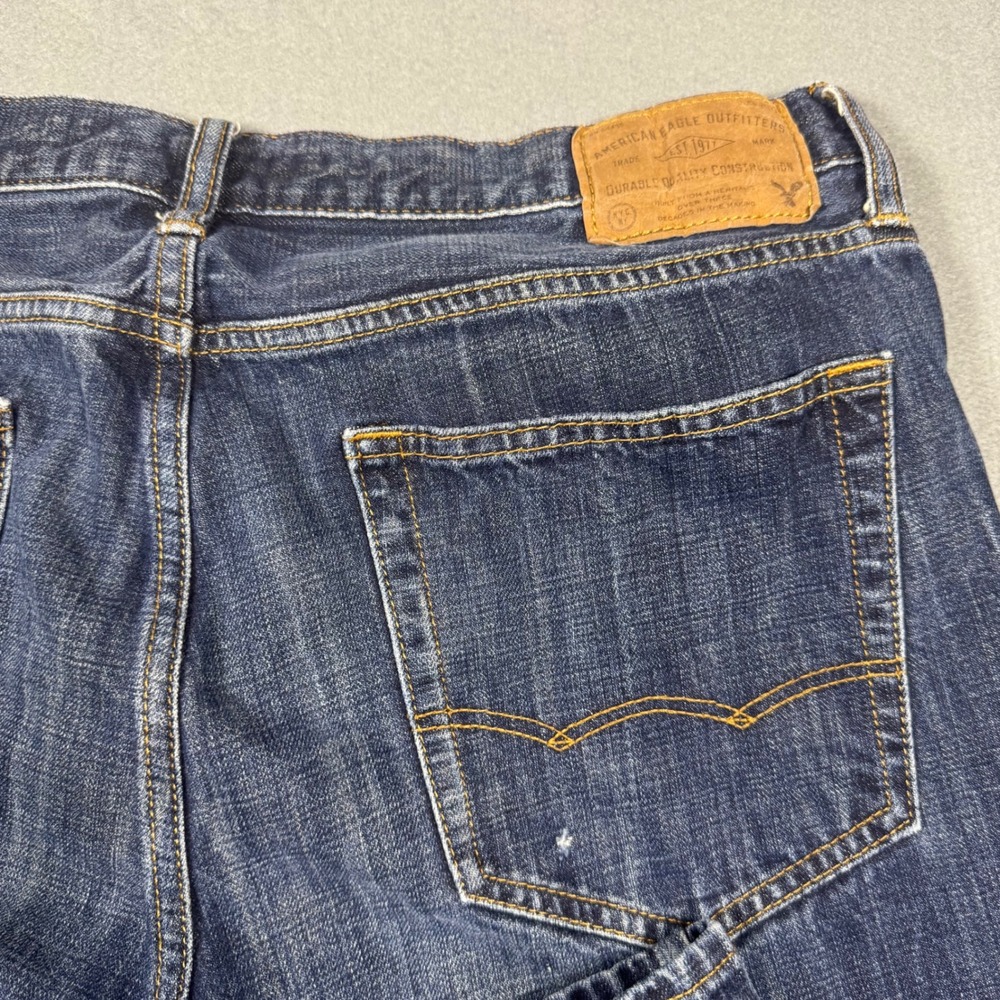 American Eagle Outfitters Original Boot Mens 34x32 Dark Wash Blue Denim Jeans - Picture 14 of 14